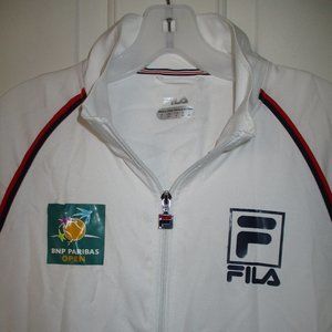 Fila Mens L/S BNP Paribas Open Full Zip White Tennis Windbreaker NWOT- Ext.Small